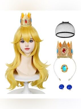 New Princess Crown Costume Set with Blonde Wig and accessories
